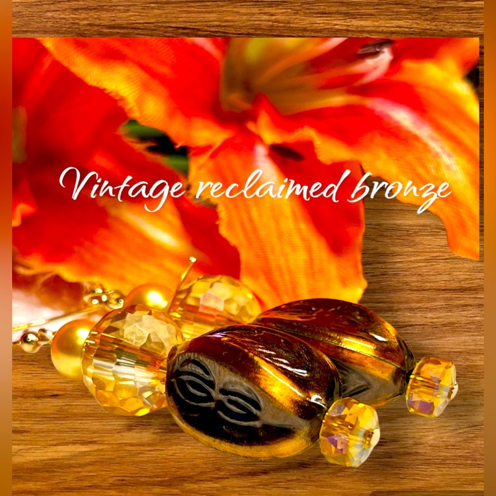 ☀️💚yellow and citrine tones with bronze on nickel free wires- gold
